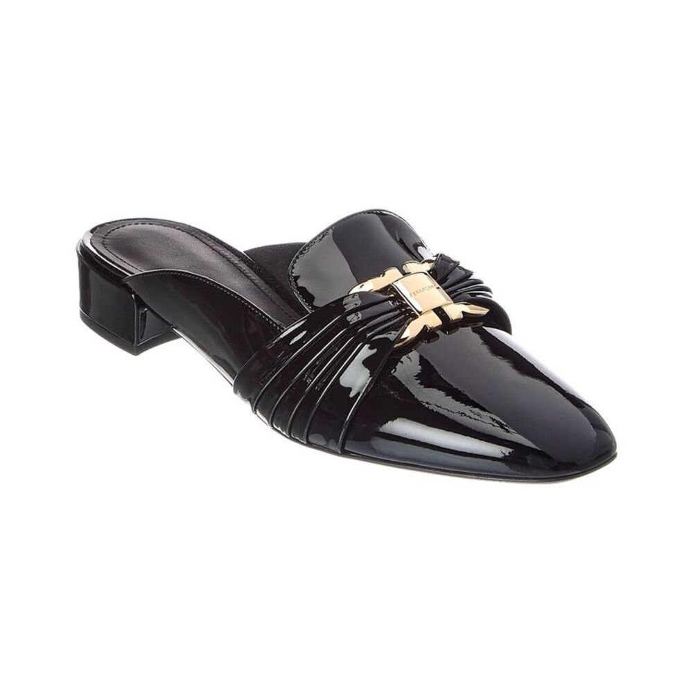 Ferragamo Corby Patent Mule, Black